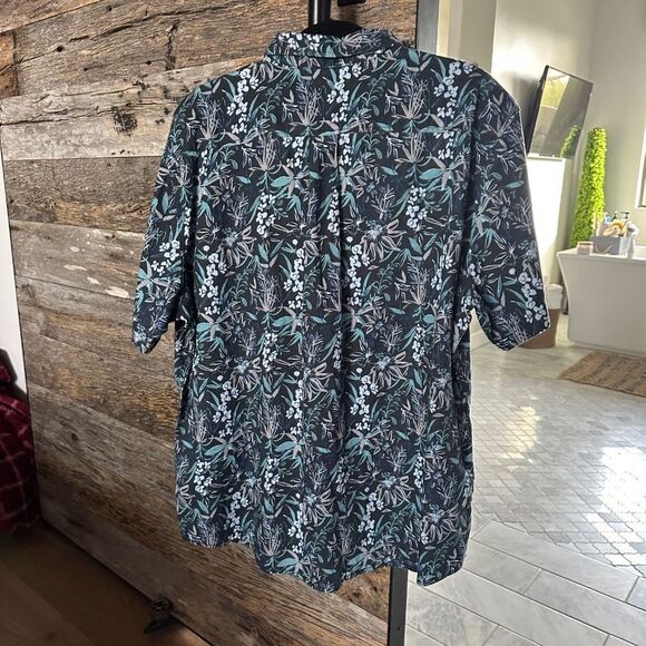 14TH & UNION Trim Fit Short Sleeve Button-down Shirt In Navy Brush - Picture 3 of 8